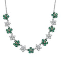 D'Joy Kagem Zambian Emerald and Multi Gemstone 8.70 ctw Floral Necklace in Rhodium Over Sterling Silver 18 Inches - Sticky add to cart bar
