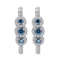 Luxuriant Lab Grown Blue and White Diamond VS 1.00 ctw Hoop Earrings in Rhodium Over Sterling Silver - Sticky add to cart bar