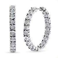 Luxuriant Lab Grown Diamond G-H SI 1.10 ctw Inside Out Hoop Earrings in Rhodium Over Sterling Silver