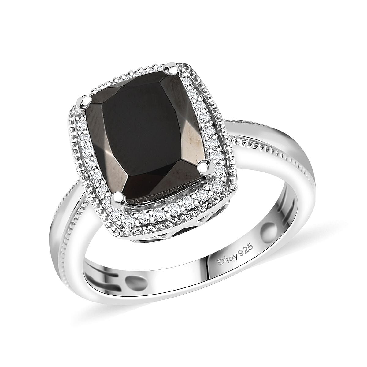 Elite Shungite, White Zircon Ring in Rhodium Over Sterling Silver (Size 10.0) 2.25 ctw