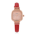 Strada White and Red Austrian Crystal Japanese Movement Watch with Wine Red Faux Leather Strap (34.80mm) (7.00-8.00 Inches) - Sticky add to cart bar