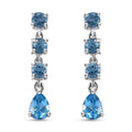 D'Joy Electric Blue Topaz and Swiss Blue Topaz 3.60 ctw Drop Earrings in Platinum Over Sterling Silver - Sticky add to cart bar