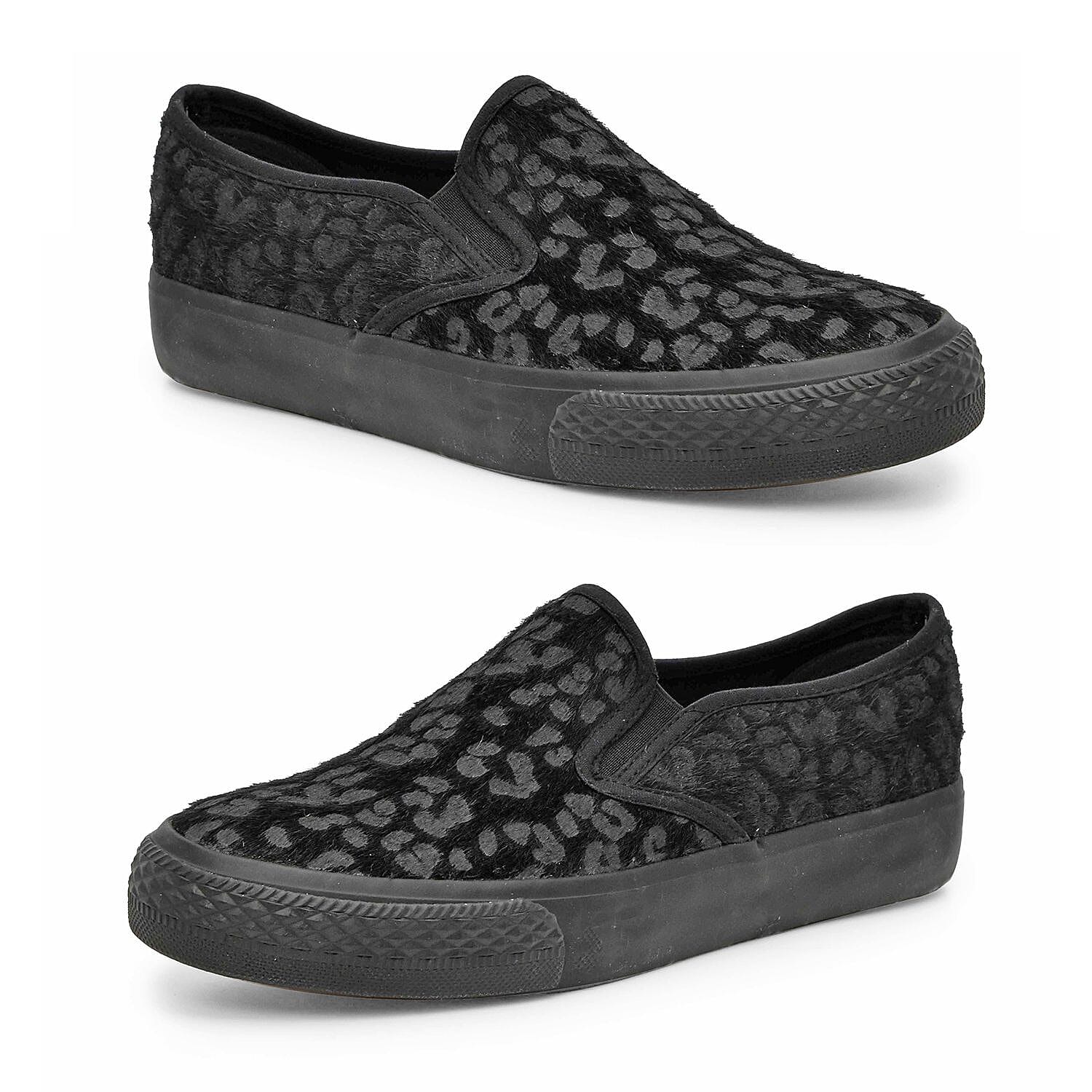 Bucco Pony Hair Slip-On Sneakers - Black (Size 10)