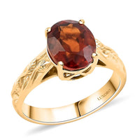Luxoro 10K Yellow Gold AAA Sri Lankan Honey Garnet Solitaire Ring (Size 10.0) (4.24 g) 3.30 ctw