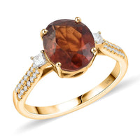 Luxoro 10K Yellow Gold AAA Sri Lankan Honey Garnet, Diamond (G-H, I2) (0.30 cts) Ring (Size 10.0) 3.60 ctw
