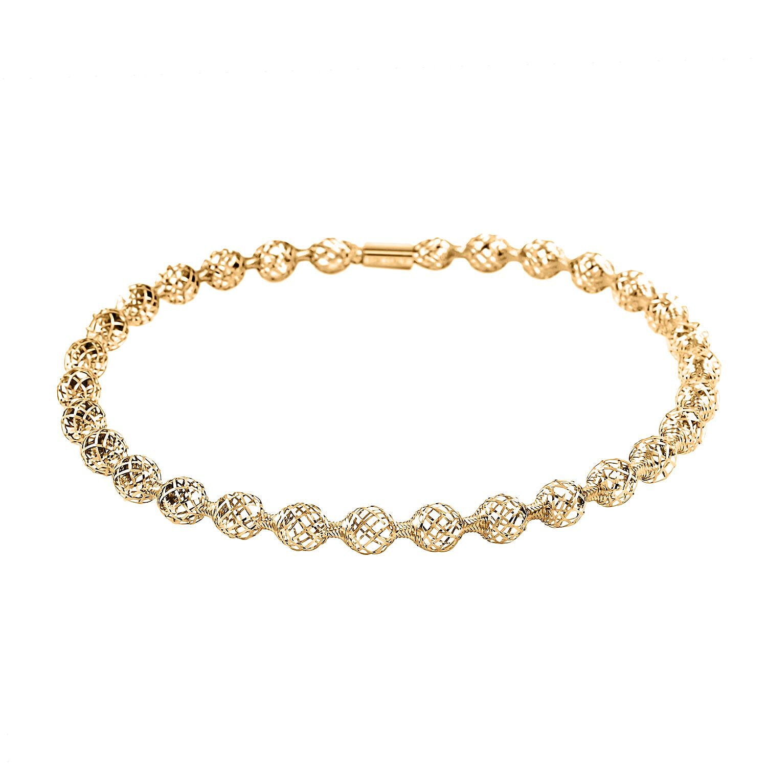 Italian Bubbles Mesh Bangle Bracelet in 10K Yellow Gold (7.25 In) 1.25 Grams