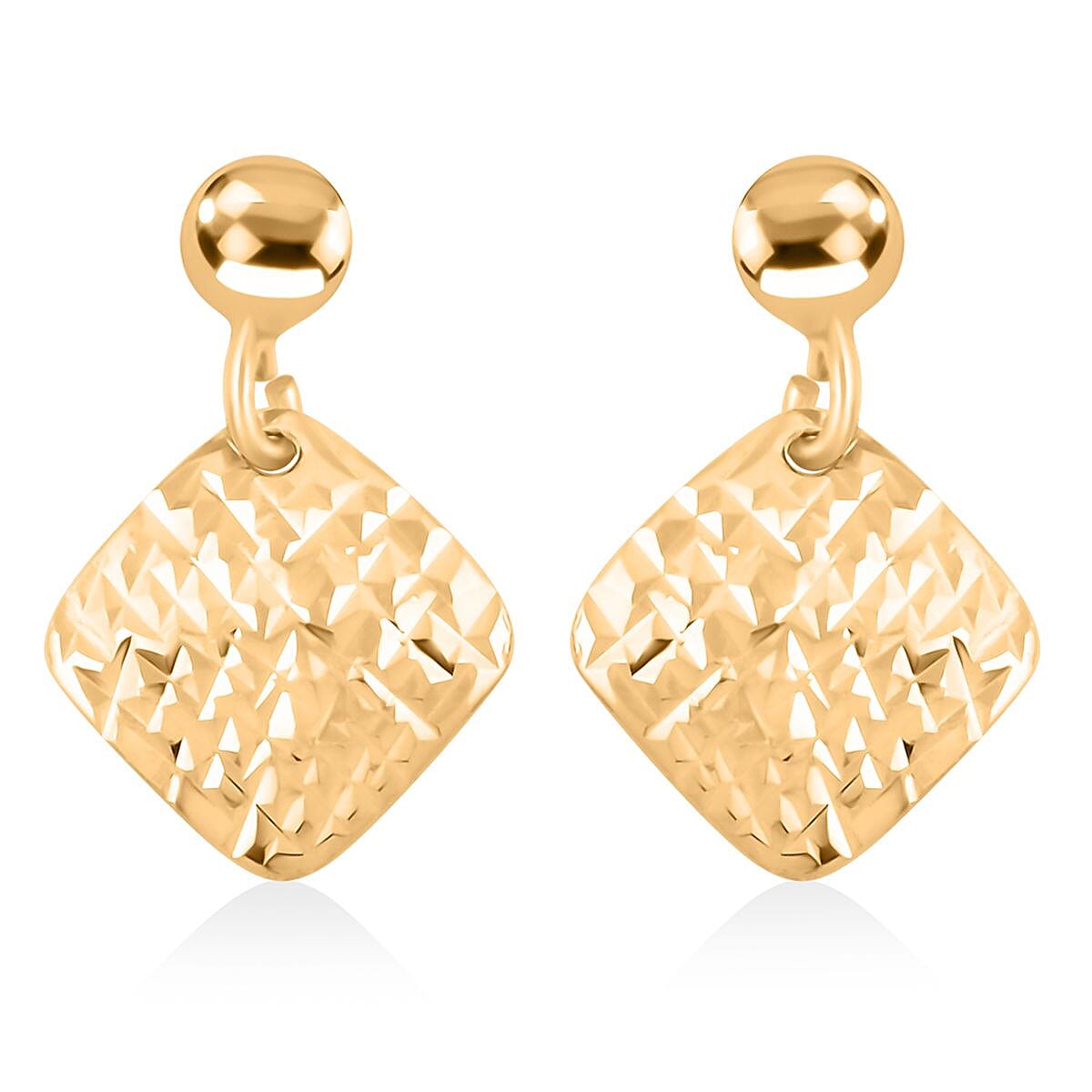 Italian Diamond-cut Drop Earrings in 10K Yellow Gold 0.80 Grams