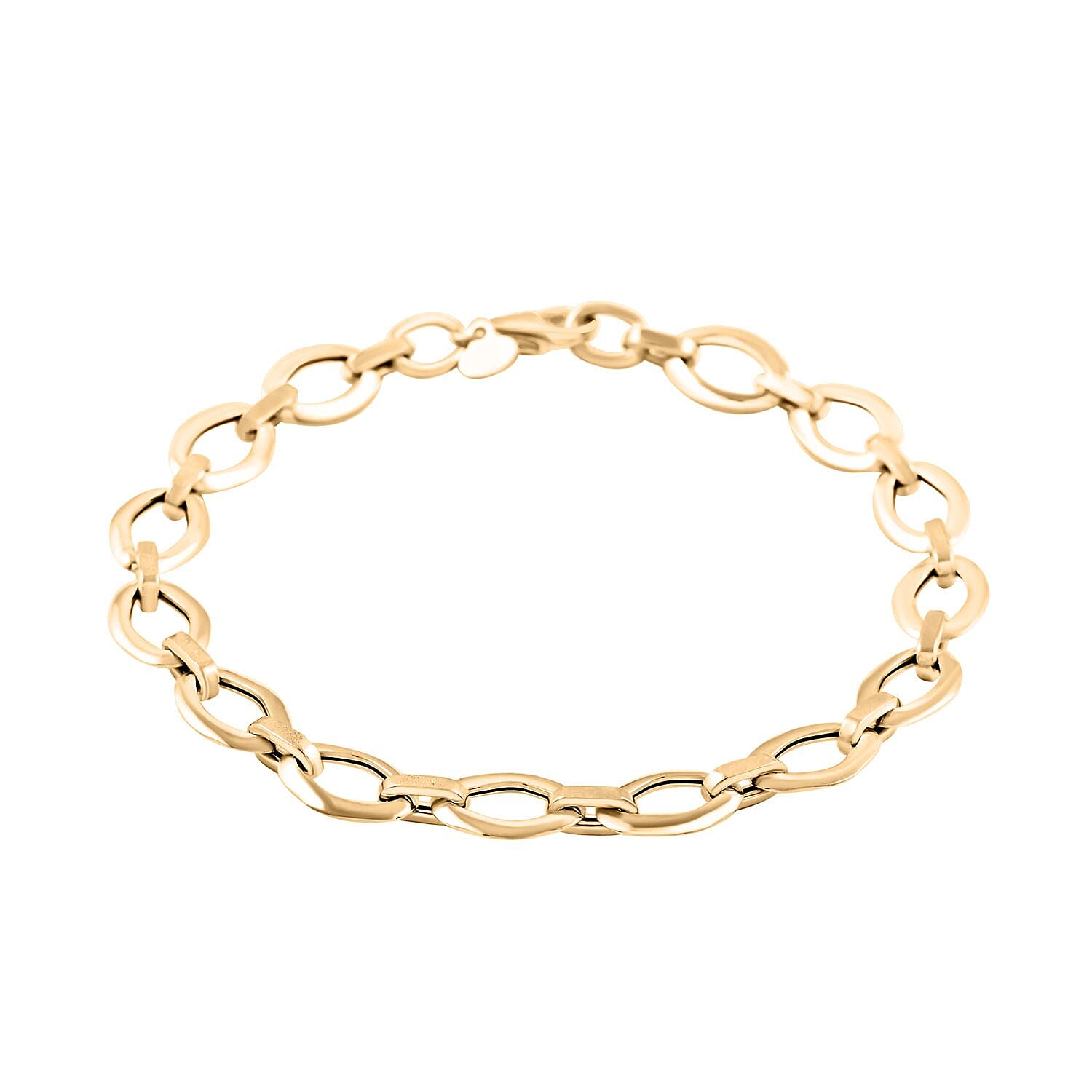 Italian 7mm Oval Marquise Kite Chain Bracelet in 10K Yellow Gold (7.50 In) 2.70 Grams