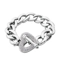 White Crystal Heart Bracelet in Sterling Silver (6.50 In) - Sticky add to cart bar