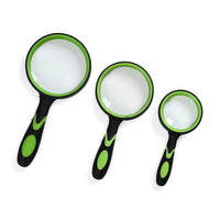 Set of 3 Green-Handheld Magnifying Glass (60mm/5x, 80mm/6x and 90mm/7x)