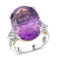 Concave Cut African Amethyst, White Topaz Majesty Ring in Vermeil YG and Rhodium Over Sterling Silver (Size 10.0) 21.90 ctw - Sticky add to cart bar
