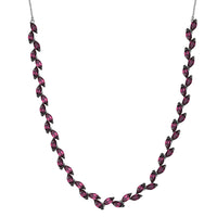 D'Joy Premium Orissa Rhodolite Garnet 13.80 ctw Fern Leaf Necklace in Rhodium Over Sterling Silver 18 Inches
