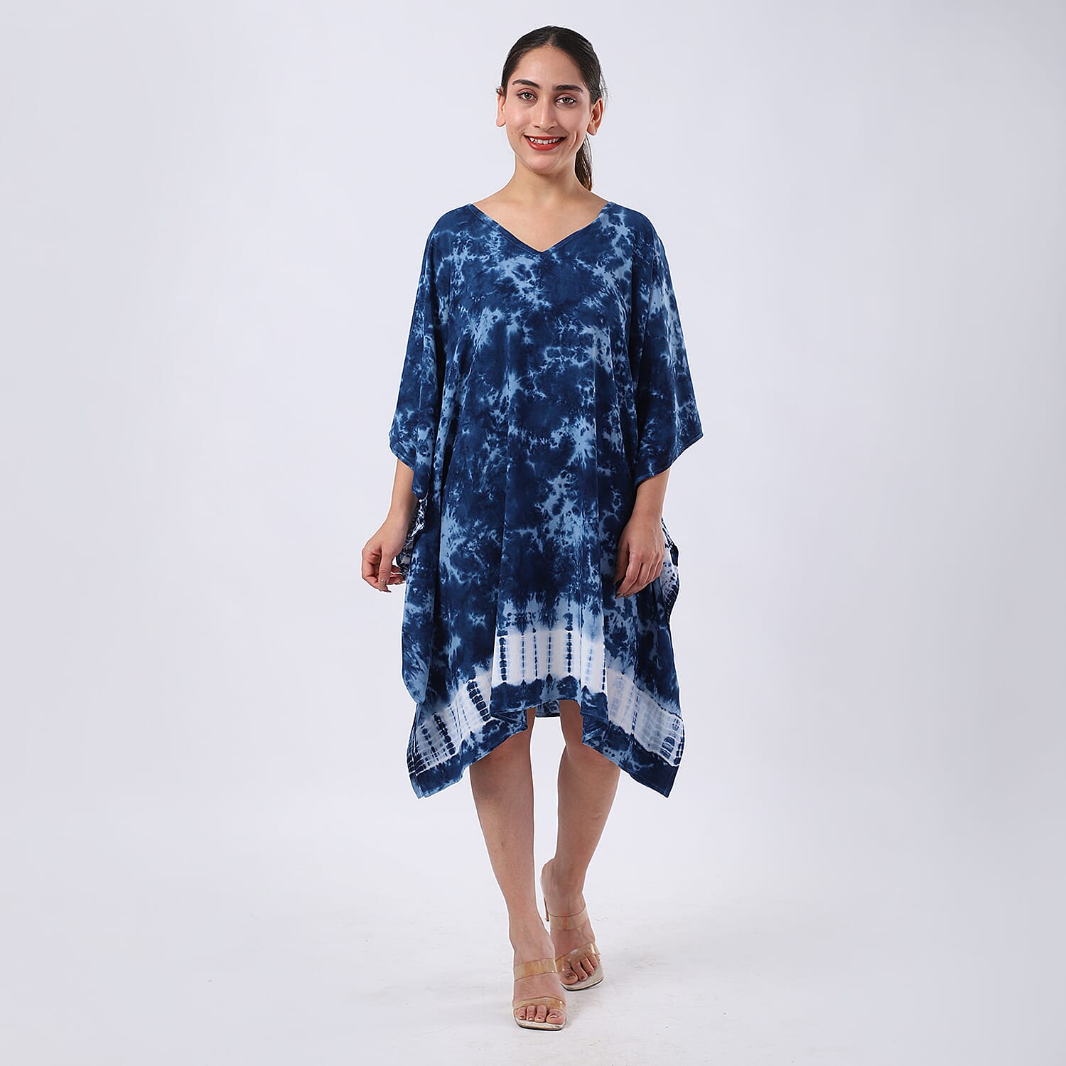 Blue Tie Dye Short Kaftan - One Size Fits Most