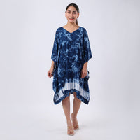 Blue Tie Dye Short Kaftan - One Size Fits Most