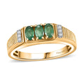 Kagem Zambian Emerald, Moissanite Band Ring in 18K Vermeil YG Over Sterling Silver (Size 10.0) 0.75 ctw - Sticky add to cart bar