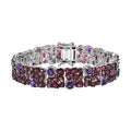 Premium Orissa Rhodolite Garnet, African Amethyst Cluster Bracelet in Rhodium Over Sterling Silver (8.00 In) 43.60 ctw - Sticky add to cart bar