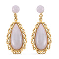 Natural Jade Carved 25.00 ctw Teardrop Earrings in 18K Vermeil Yellow Gold Over Sterling Silver - Sticky add to cart bar
