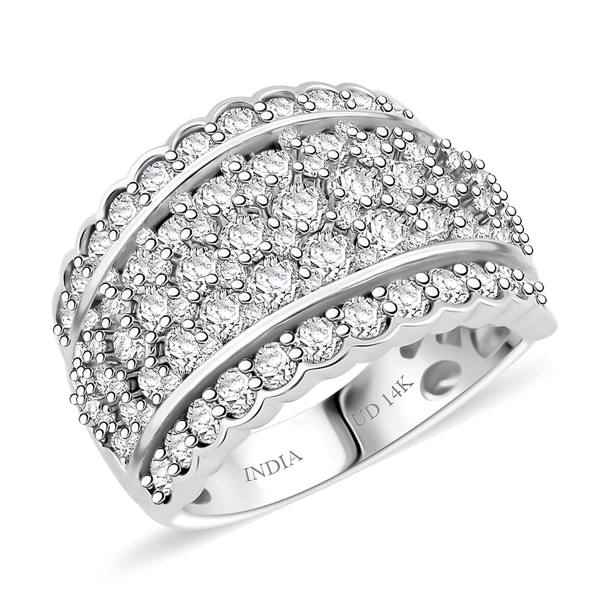 NY Closeout White Diamond 3.00 ctw Ring in 14K White Gold 7.10 Grams