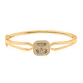 Certified & Appraised Luxoro AAA Turkizite and G-H I2 Diamond 4.00 ctw Bangle Bracelet in 10K Yellow Gold (6.50 In) 10.85 Grams - Sticky add to cart bar