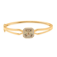Certified & Appraised Luxoro AAA Turkizite and G-H I2 Diamond 4.00 ctw Bangle Bracelet in 10K Yellow Gold (6.50 In) 10.85 Grams