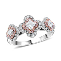 Doorbuster Modani Camellia Cut G VVS Natural White and Pink Diamond 0.82 ctw Ring in 950 Platinum 6 Grams