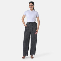 Tamsy Black Stone Wash Palazzo with Elastic Band - One Size Fits Most