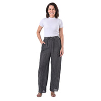 Tamsy Black Stone Wash Palazzo with Elastic Band - One Size Fits Most