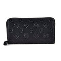 Black Flower Embossed Genuine Leather Wallet (7.48"x0.79"x3.94") - Sticky add to cart bar