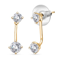 Simulated Diamond Jacket Earrings in 18K Vermeil YG Over Sterling Silver 4.75 ctw