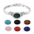 7pcs Interchangeable Multi Gemstone 59.50 ctw Bracelet in Stainless Steel (7.50-9.50In) - Sticky add to cart bar