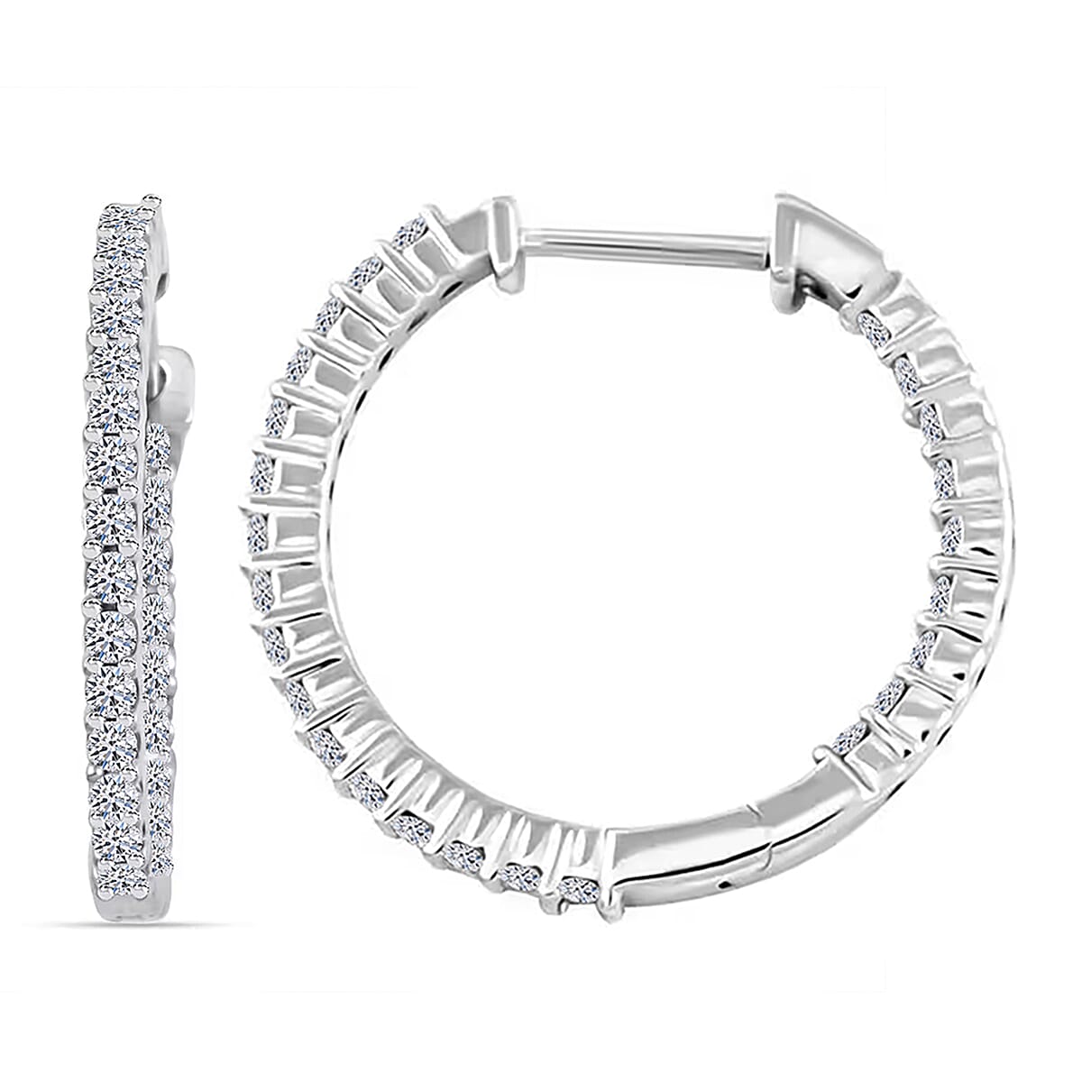 Luxuriant Lab Grown Diamond G SI 0.50 ctw Huggie Hoop Earrings in Sterling Silver