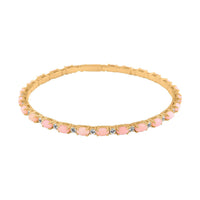 Modani Pink Opal and White Topaz 5.50 ctw Bangle Bracelet (6.75 In) in Vermeil Yellow Gold Over Sterling Silver with 1.5g Titanium Spring