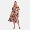 Green Leopard Double Knit Brushed A Line Dress with short Sleeves - One Size - Sticky add to cart bar
