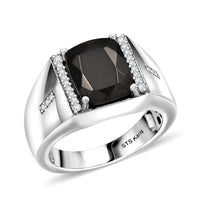 EverTrue Elite Shungite and White Zircon 2.50 ctw Men's Ring in Platinum Bond