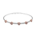 Modani Natural Pink and White Diamond 1.07 ctw Bangle Bracelet in 14K White and Rose Gold (7.00 In) 7.29 Grams Including Titanium Spring weight 1 Grams - Sticky add to cart bar