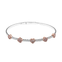 Modani Natural Pink and White Diamond 1.07 ctw Bangle Bracelet in 14K White and Rose Gold (7.00 In) 7.29 Grams Including Titanium Spring weight 1 Grams