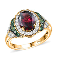 D'Joy Orissa Rhodolite Garnet, Multi Gemstone Ring in 18K Vermeil YG Over Sterling Silver (Size 10.0) 2.15 ctw