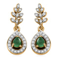 D'Joy Kagem Zambian Emerald and White Zircon 0.70 ctw Vine Drop Earrings in 18K Vermeil Yellow Gold Over Sterling Silver - Sticky add to cart bar
