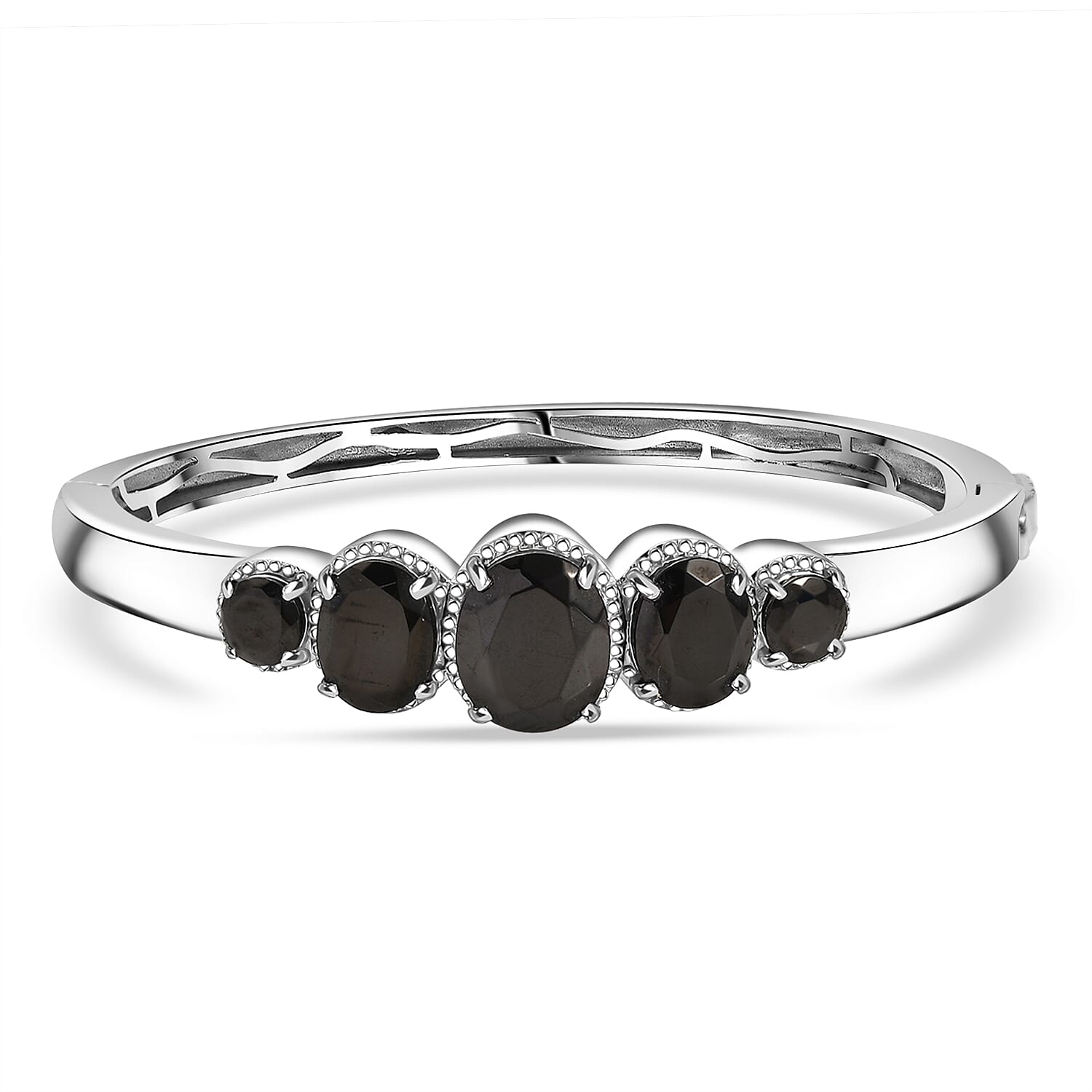 EverTrue Elite Shungite Bangle Bracelet in Platinum Over Copper (6.50 In) 7.15 ctw