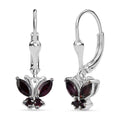 D'Joy Premium Anthill Garnet 1.00 ctw Butterfly Earrings in Rhodium Over Sterling Silver - Sticky add to cart bar