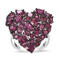 Premium Orissa Rhodolite Garnet Heart Ring in Rhodium Over Sterling Silver (Size 10.0) 9.80 ctw - Sticky add to cart bar
