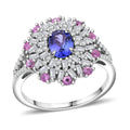 AAA Tanzanite, Multi Gemstone Blushing Radiance Ring in Rhodium Over Sterling Silver (Size 10.0) 1.90 ctw - Sticky add to cart bar
