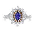 AAA Tanzanite, Multi Gemstone Infinity Bloom Ring in Rhodium Over Sterling Silver (Size 10.0) 1.00 ctw - Sticky add to cart bar