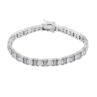 Luxuriant Lab Grown Diamond (G, SI) Bracelet in Rhodium Over Sterling Silver (6.75 In) 5.00 ctw