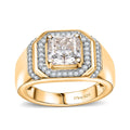 Squartuguese Cut Moissanite (Oct 8x8mm) Men's Ring in 18K Vermeil YG Over Sterling Silver (Size 10.0) 3.30 ctw - Sticky add to cart bar