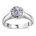 Crisantemo Cut Moissanite (Rnd 8mm) Solitaire Ring in Rhodium Over Sterling Silver (Size 10.0) 1.85 ctw - Sticky add to cart bar