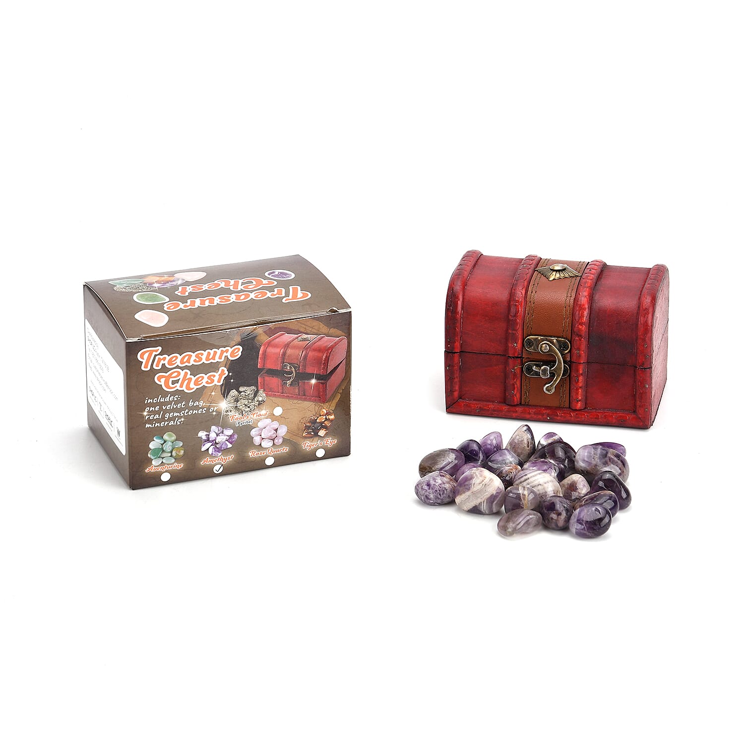Amethyst Gemstone with Treasure Box and Drawstring Pouch 240-250g