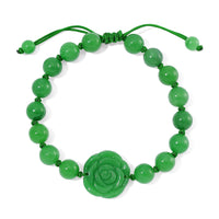 Multi Burmese Jade Beaded Bracelet with Flower (6-9In) 105.00 ctw