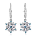 Luxuriant Lab Grown Blue Diamond (IR) and Lab Grown White Diamond 0.50 ctw Snowflake Dangling Earrings in Rhodium Over Sterling Silver - Sticky add to cart bar