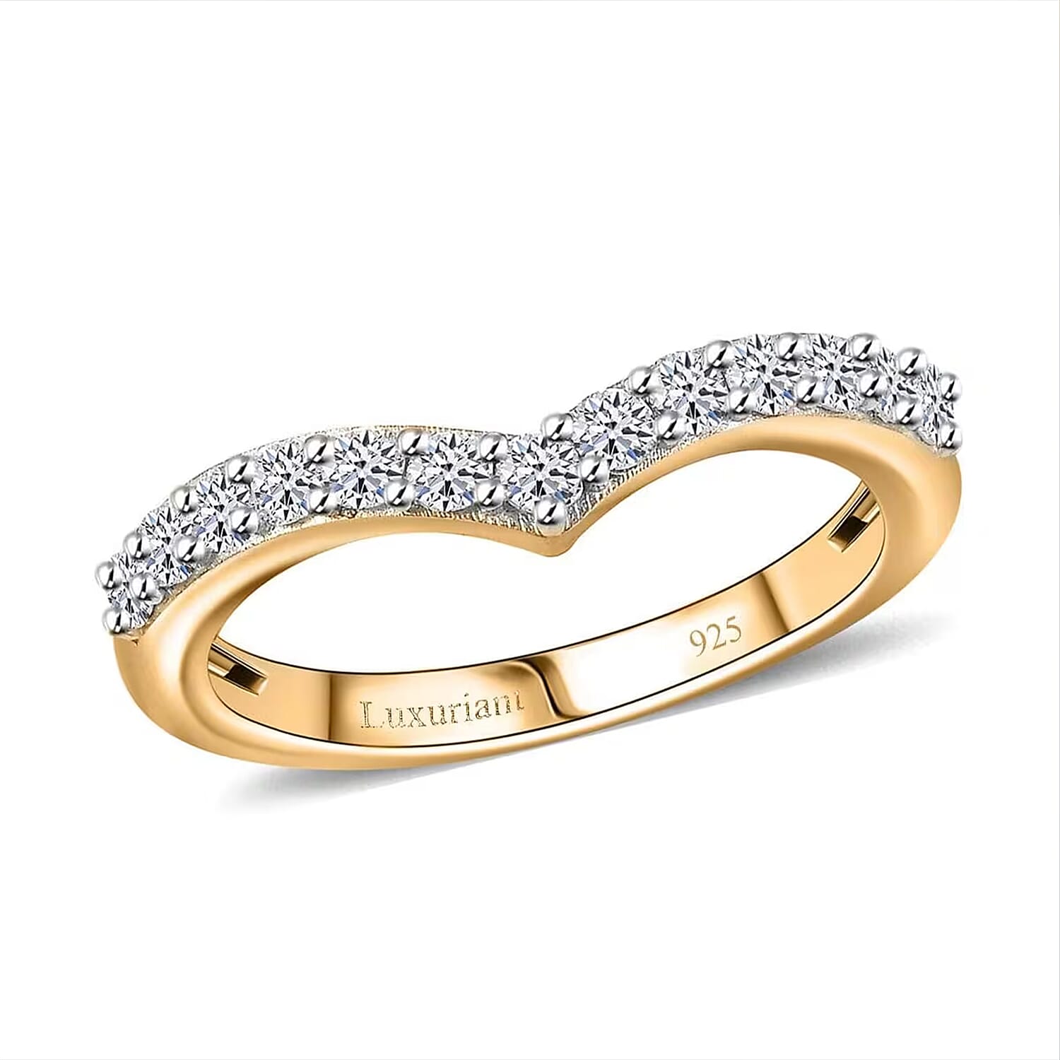 Luxuriant Lab Grown Diamond SI 0.50 ctw Ring in 18K Vermeil Yellow Gold Over Sterling Silver (Size 7.0)
